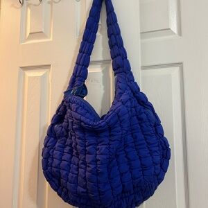 COS Blue Quilted/Puffy Shoulder Bag